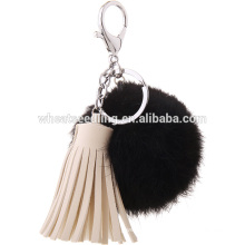 Bolso de la piel de la piel del conejo de la cadena dominante del bolso de la piel de la manera Bolso de la piel del keychain de la borla de la manera